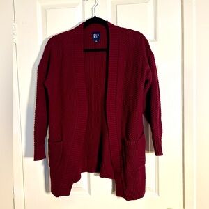 GAP Burgundy Textured Knit Open-Front Cardigan | Women’s XS